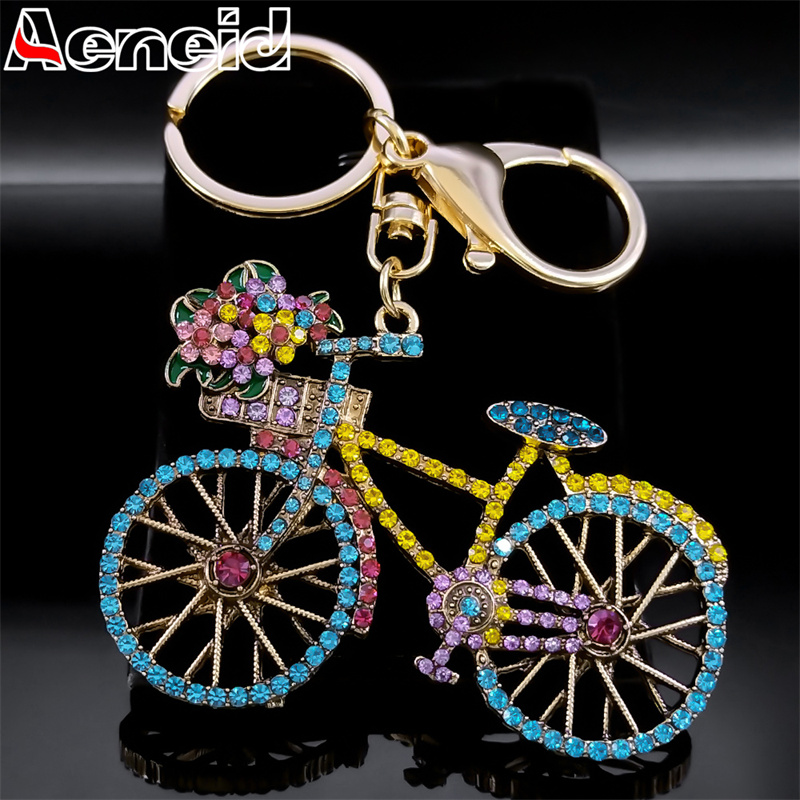 Yellow Cycling Gear - Красочный хрустальный велосипедный цветок, брелок для
